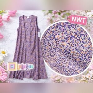 NWT Lularoe Joy Sleeveless Duster Cover Up Vest Kimono Purple Size Medium 10-12